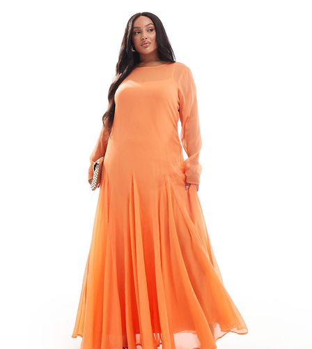 ASOS DESIGN Curve - Robe trapèze longue en mousseline transparente - Corail - Asos Curve - Modalova