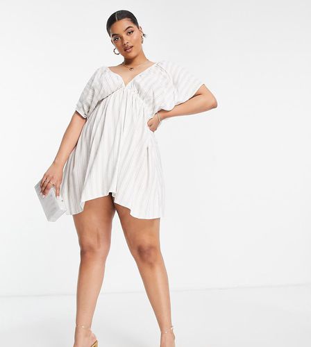 ASOS DESIGN Curve - Robe de plage courte rayée avec manches évasées - Asos Curve - Modalova