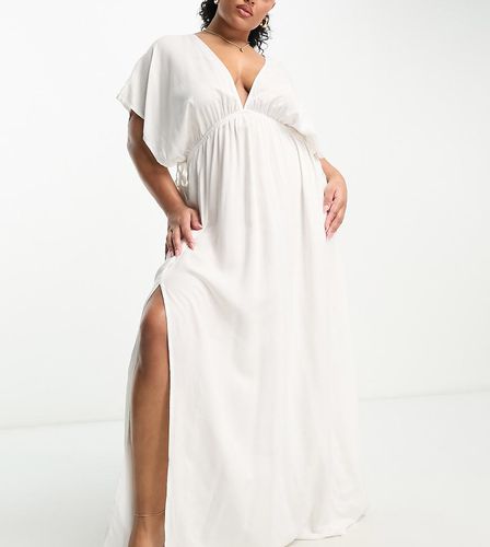 Curve - Robe de plage longue à manches évasées avec lien noué sur la taille - Asos Design - Modalova