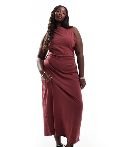 ASOS DESIGN Curve - Robe longue à encolure bateau avec fronces sur les côtés - Bordeaux - Asos Curve - Modalova