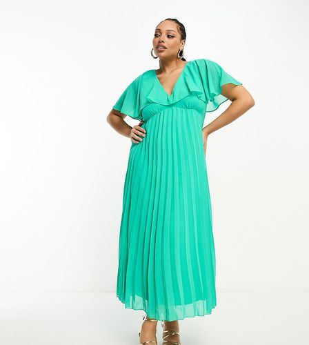 ASOS DESIGN Curve - Robe longue à imprimé fleuri avec ourlet plissé et mancherons ange - Asos Curve - Modalova