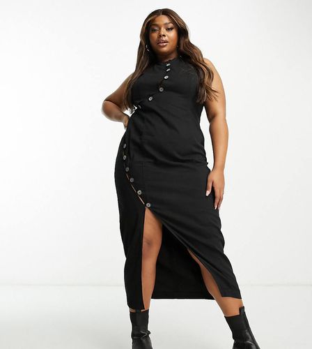 ASOS DESIGN Curve - Robe longue avec fentes à boutons asymétriques effet corne - Asos Curve - Modalova