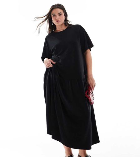 ASOS DESIGN Curve - Robe mi-longue évasée en velours à larges côtes et nouée dans le dos - Asos Curve - Modalova