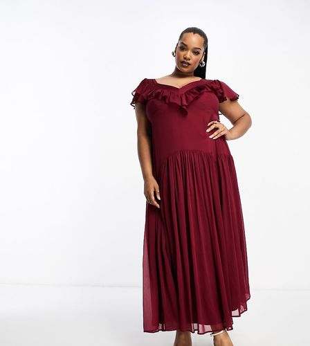 ASOS DESIGN Curve - Robe mi-longue volantée à dos découvert - Asos Curve - Modalova