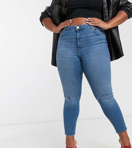 ASOS DESIGN Curve - Ridley - Jean skinny taille haute à déchirures - délavé moyen - Asos Curve - Modalova