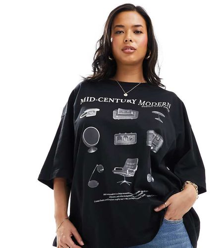 ASOS DESIGN Curve - T-shirt oversize avec imprimé Mid-Century Modern - Asos Curve - Modalova