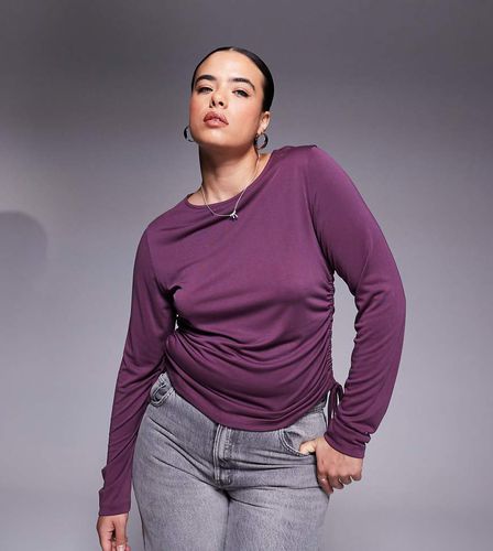 ASOS DESIGN Curve - Top à manches longues et fronces sur les côtés en modal - Bordeaux - Asos Curve - Modalova