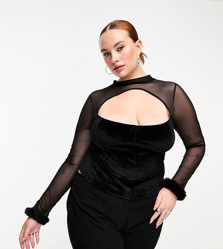 Curve - Top corset en velours avec manches en tulle - Asos Design - Modalova