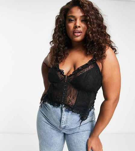 ASOS DESIGN Curve - Top style corset en dentelle avec détail porte-jarretelles - Asos Curve - Modalova