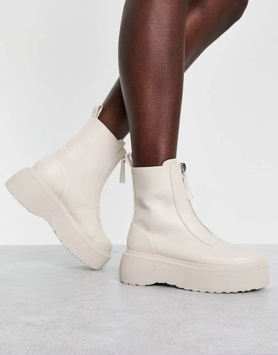 Amsterdam - Bottines zippées à l'avant avec semelle chunky - Blanc cassé - Asos Design - Modalova