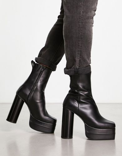 Bottes chelsea à plateforme et talon en similicuir - Noir - Asos Design - Modalova