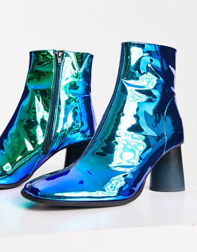 Bottines Chelsea à talon en imitation cuir effet miroir - Bleu - Asos Design - Modalova