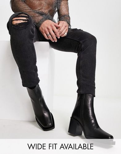 Bottines Chelsea en cuir à talon et bout angulaire - Asos Design - Modalova