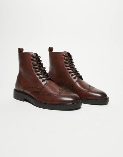 Bottines  lacets en cuir avec dtail style richelieu - Marron - Asos Design - Modalova