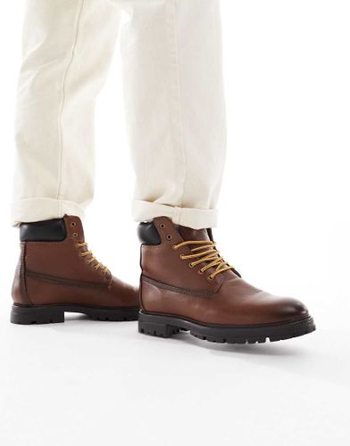 Bottines de travail  lacets - Cuir marron - Asos Design - Modalova