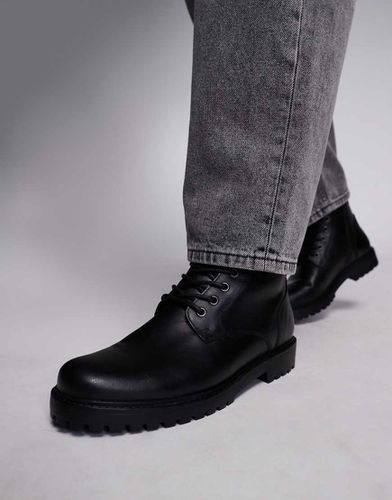 Bottines de travail en cuir à lacets avec doublure imitation peau de mouton - Asos Design - Modalova