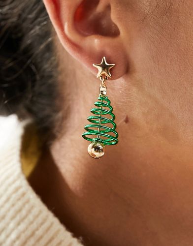 Boucles d'oreilles avec pendant en spirale façon sapin de Noël - Asos Design - Modalova