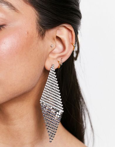Boucles d'oreilles pendantes à maillons et cristaux en cascade - Asos Design - Modalova