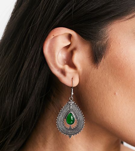 Boucles d'oreilles pendantes avec motif filigrane et détail pierre - Asos Design - Modalova