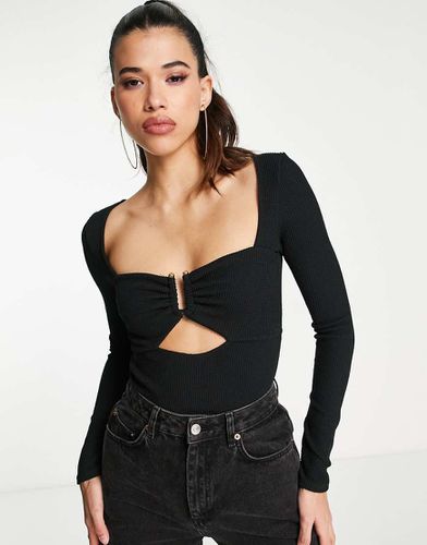 Body texturé à manches longues avec barre en métal - Asos Design - Modalova