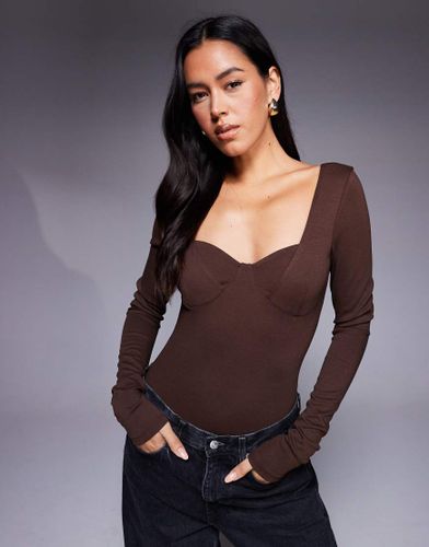Body manches longues en polyamide compact  bonnets prforms - Chocolat - Asos Design - Modalova