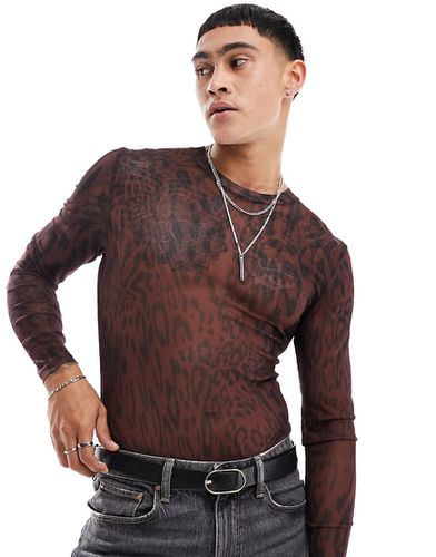 Body moulant en tulle à imprimé léopard - Asos Design - Modalova