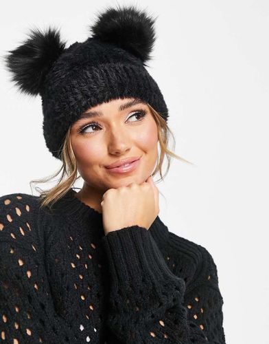 Bonnet duveteux à double pompon en fausse fourrure - Asos Design - Modalova