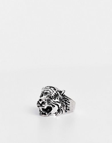 Bague chunky fantaisie avec motif tête de lion - poli - Asos Design - Modalova