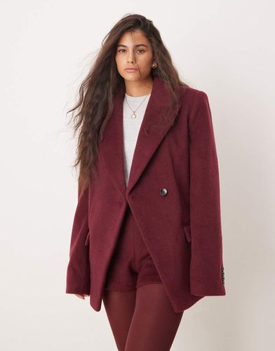 Blazer oversize en aspect laine avec épaules oversize - Bordeaux - Asos Design - Modalova