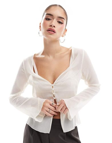 Blouse en mousseline froissée à décolleté plongeant - Écru - Asos Design - Modalova