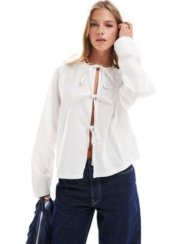 Blouse en popeline à manches longues avec liens devant - Asos Design - Modalova