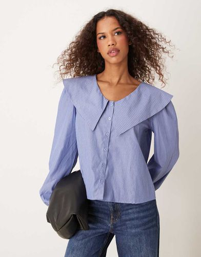 Blouse rayée avec col oversize - Bleu - Asos Design - Modalova