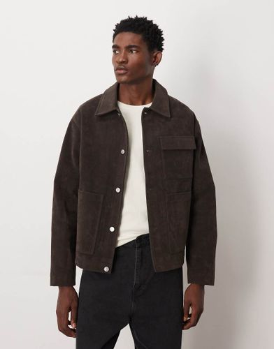 Blouson Harrington imitation daim - Marron - Asos Design - Modalova