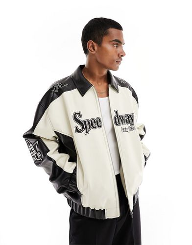 Blouson oversize style motocross - Noir et blanc - Asos Design - Modalova