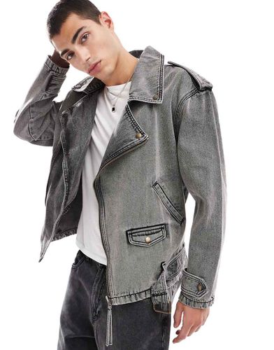 Blouson style motard oversize - délavé - Asos Design - Modalova