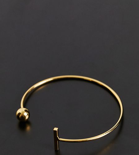 Bracelet jonc en plaqué or 14 carats avec barre et boule - Asos Design - Modalova