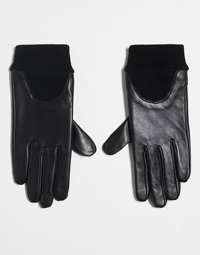 Gants en cuir avec poignets côtelés - Asos Design - Modalova