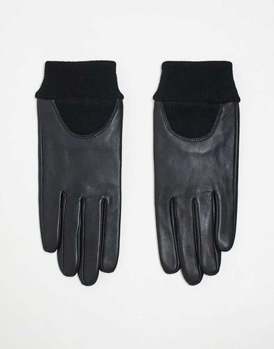 Gants en cuir avec poignets côtelés - Asos Design - Modalova