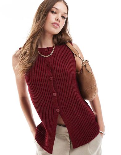 Gilet sans manches en maille - Bordeaux - Asos Design - Modalova