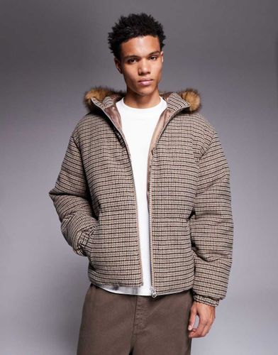 Doudoune avec fausse fourrure  carreaux - Asos Design - Modalova