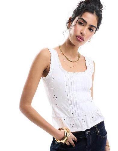 Débardeur boutonné en broderie anglaise avec ourlet volanté - Asos Design - Modalova