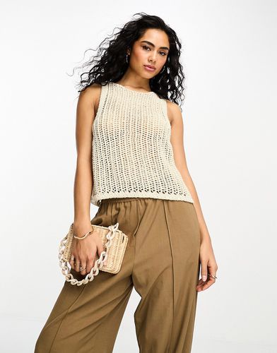 Débardeur décontracté en maille ajourée - Taupe - Asos Design - Modalova