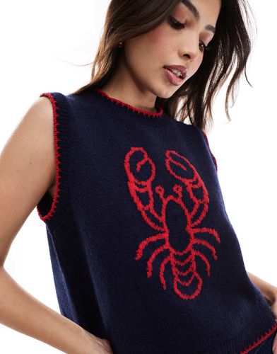 Débardeur en maille à motif homard - Bleu marine - Asos Design - Modalova