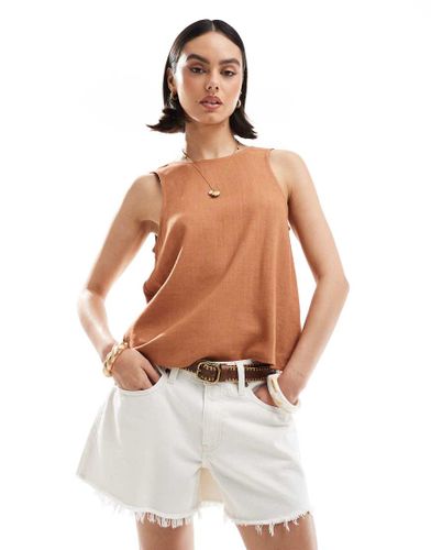 Dbardeur en lin mlang avec encolure dgage - Fauve - Asos Design - Modalova
