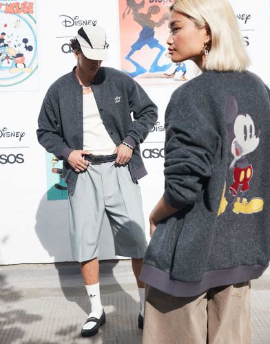 Disney - Bomber unisexe oversize en laine à imprimé Mickey Mouse - Asos Design - Modalova