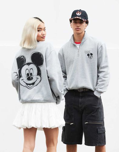 Disney - Sweat unisexe oversize à col zippé et imprimés Mickey Mouse - chiné - Asos Design - Modalova