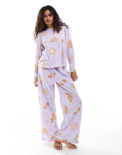 Ensemble de pyjama à imprimé maison en pain d'épice avec pantalon et top manches longues - Asos Design - Modalova