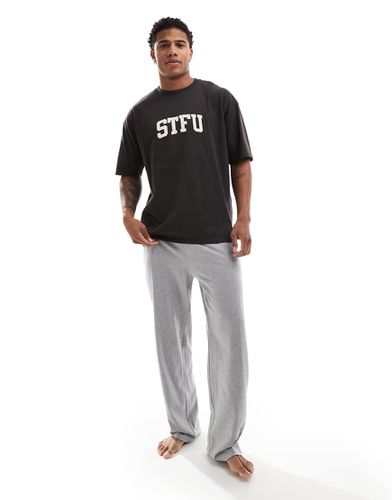 Ensemble de pyjama à slogan STFU - Noir - Asos Design - Modalova