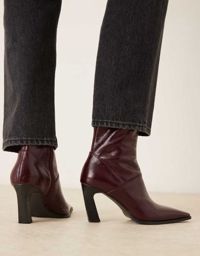 Estella - Bottines en cuir  bout effil - Bordeaux - Asos Design - Modalova