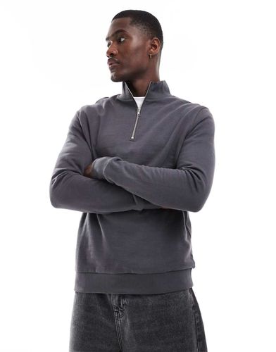 Essential - Sweat à col zippé - Anthracite - Asos Design - Modalova